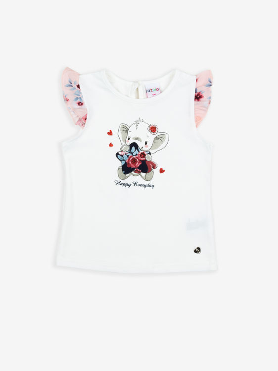 Picture of C2358 GIRLS COTTON TOP WITH FRILL ON SHOULDERS